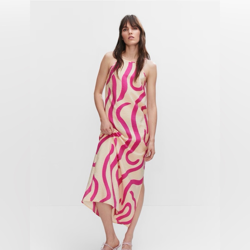 Mango Pink and Cream Abstract Dress